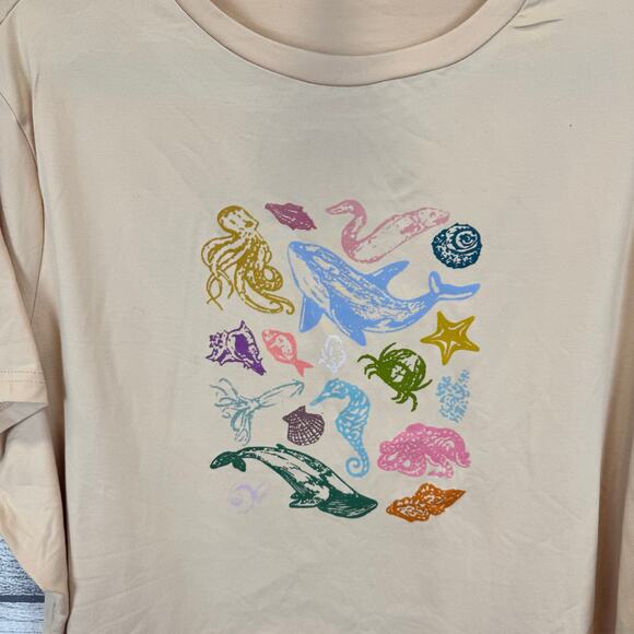 Shein Curve Plus Size Cream Nautical Graphic Short Sleeve Crop Tee Size 5XL - Picture 2 of 5